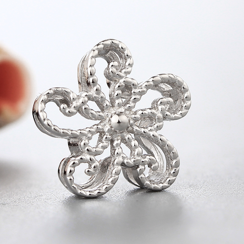 925 Sterling Silver Balls Surface Hollow Flower Connector Charms