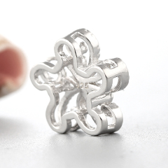 925 Sterling Silver Balls Surface Hollow Flower Connector Charms