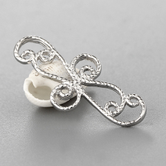 925 Sterling Silver Fancy Hollow Pattern Connector Charms