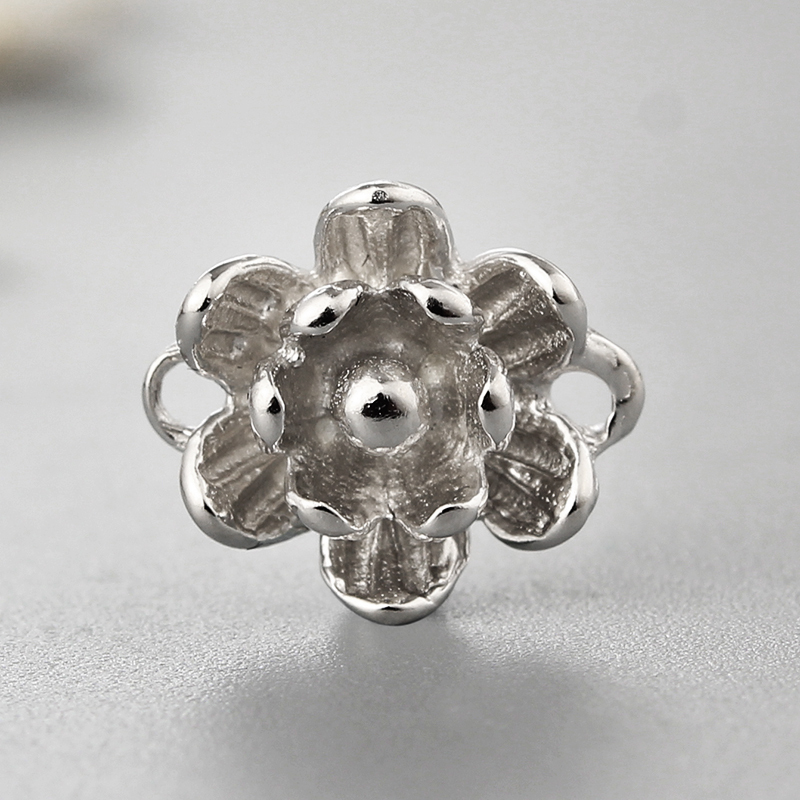 925 Sterling Silver Embossed Flower Connector Charms
