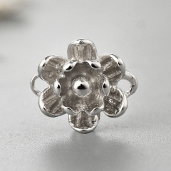 925 Sterling Silver Embossed Flower Connector Charms