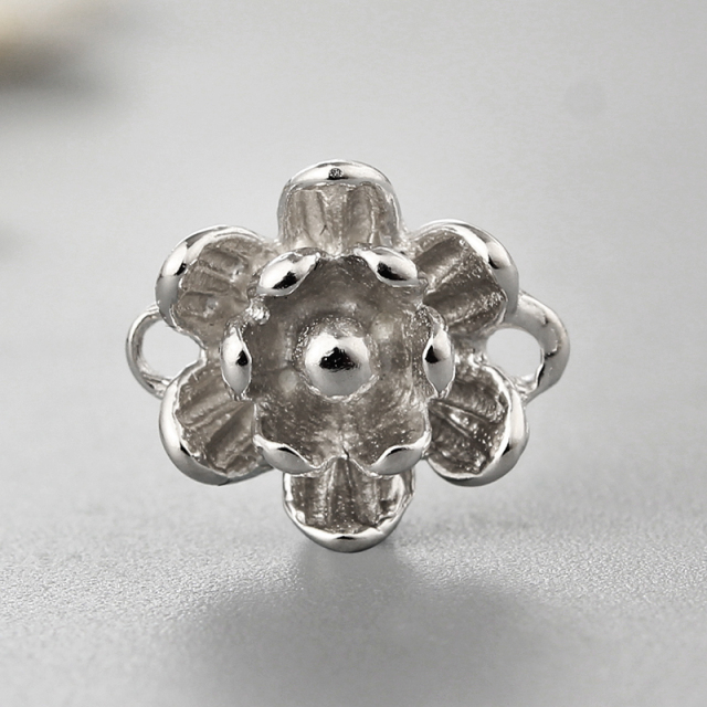 925 Sterling Silver Embossed Flower Connector Charms