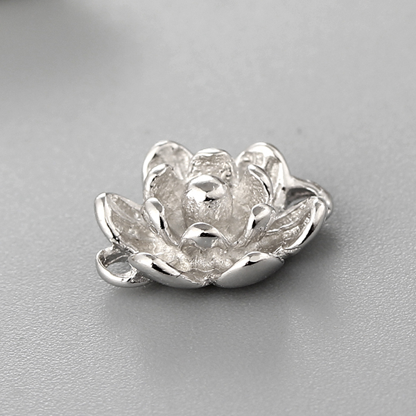 925 Sterling Silver Embossed Flower Connector Charms