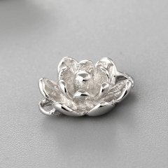 925 Sterling Silver Embossed Flower Connector Charms