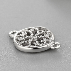 925 Sterling Silver Flower Round Connector Charms