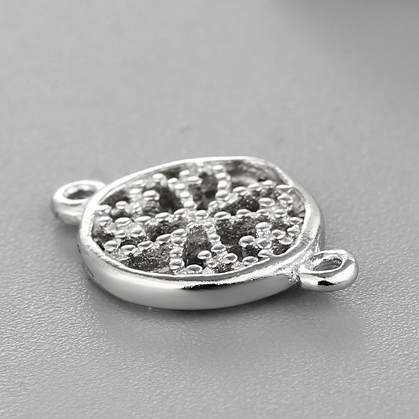 925 Sterling Silver Flower Round Connector Charms