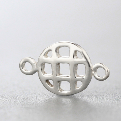 925 Sterling Silver Grid Round Connector Charms
