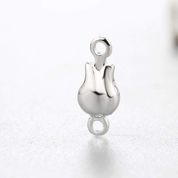 925 Sterling Silver Flower Bud Connector Charms