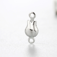 925 Sterling Silver Flower Bud Connector Charms