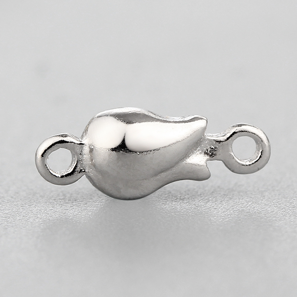 925 Sterling Silver Flower Bud Connector Charms