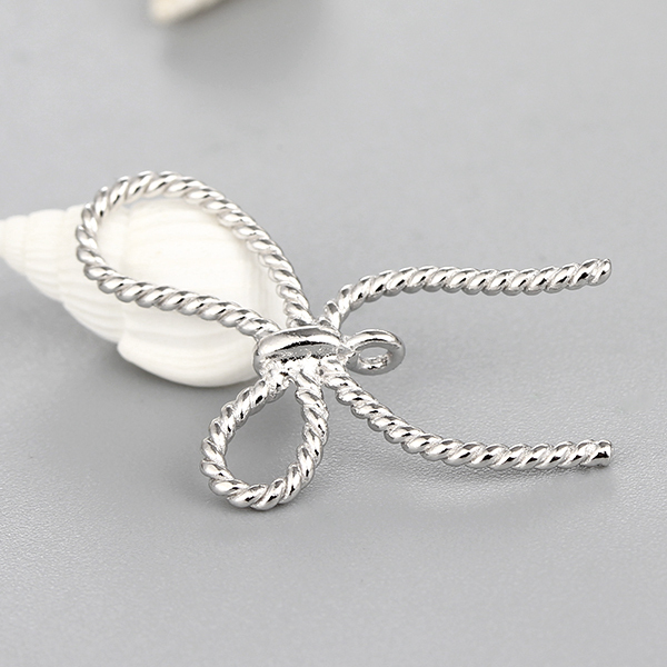925 Sterling Silver Twist Bow Knot Connector Charms