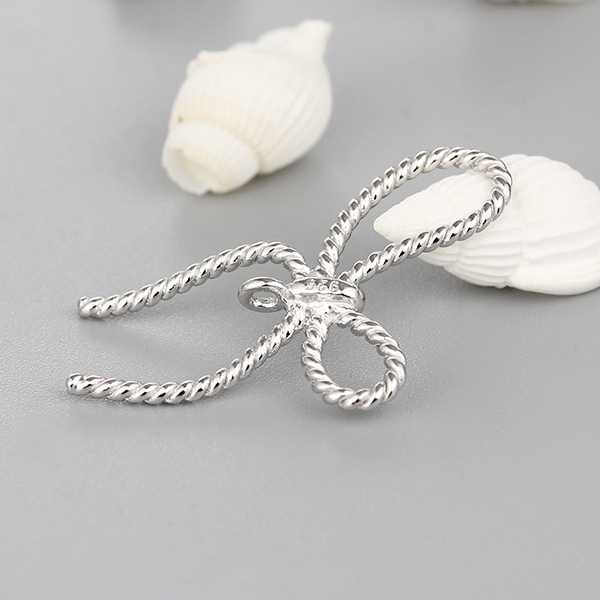 925 Sterling Silver Twist Bow Knot Connector Charms