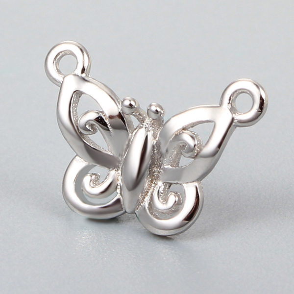 925 Sterling Silver Filigree Butterfly Connector Charm