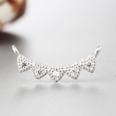 925 Sterling Silver Cubic Zirconia Hearts Charms