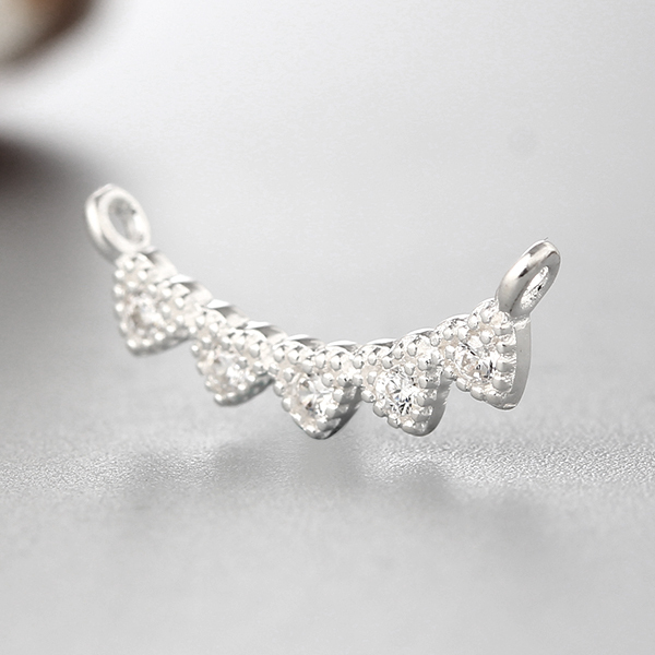 925 Sterling Silver Cubic Zirconia Hearts Charms