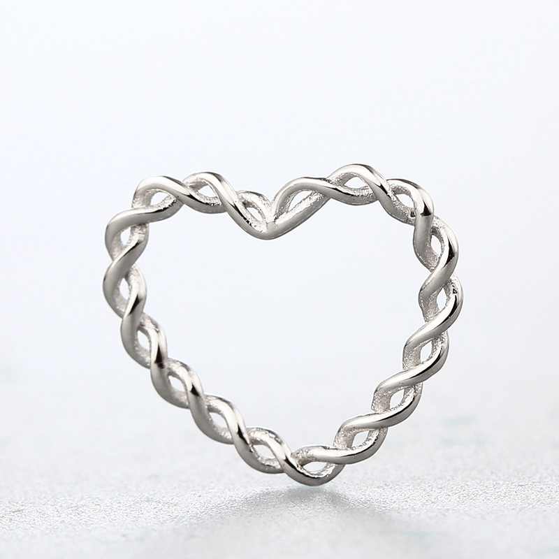 925 Sterling Silver Twist Heart Connector Charms