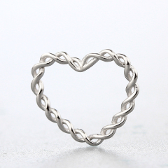 925 Sterling Silver Twist Heart Connector Charms