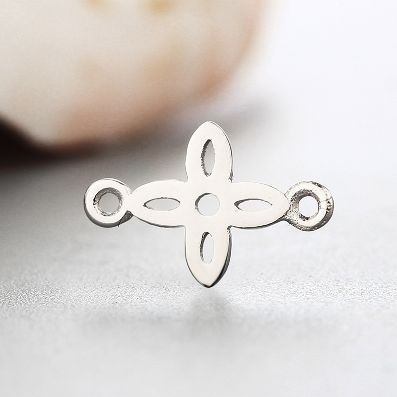 925 Sterling Silver Hollow Cross Connector Charms