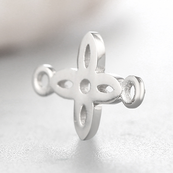 925 Sterling Silver Hollow Cross Connector Charms