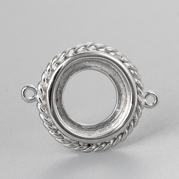 925 Sterling Silver Round Bezel Connector Charms