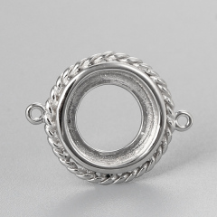 925 Sterling Silver Round Bezel Connector Charms