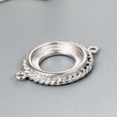 925 Sterling Silver Round Bezel Connector Charms