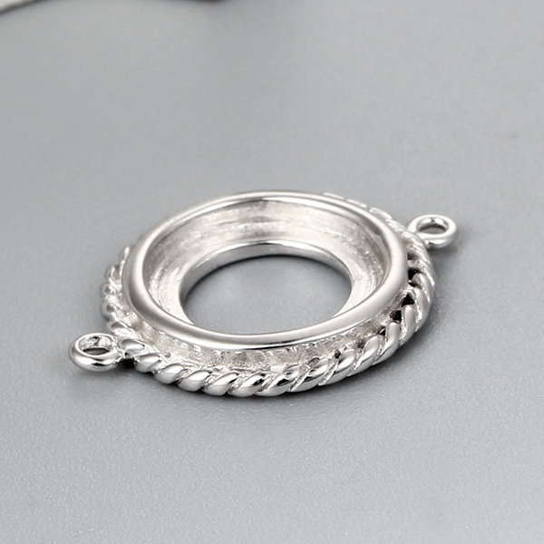925 Sterling Silver Round Bezel Connector Charms