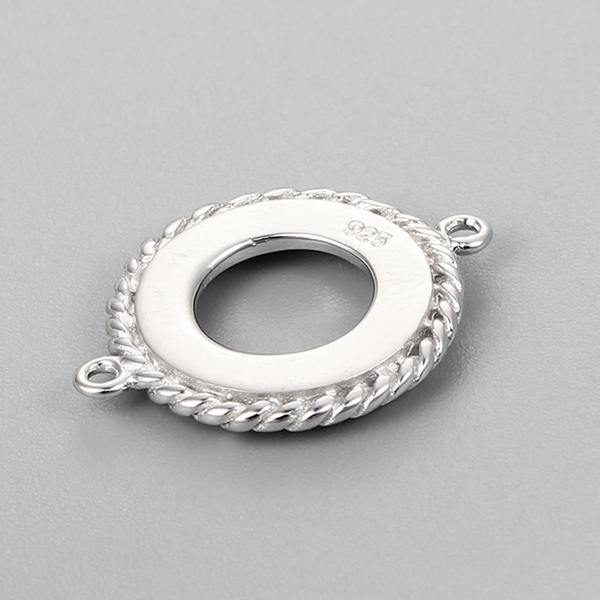 925 Sterling Silver Round Bezel Connector Charms