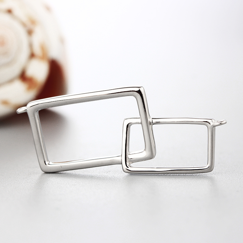 925 Sterling Silver Simple Interlocked Retangle Charms