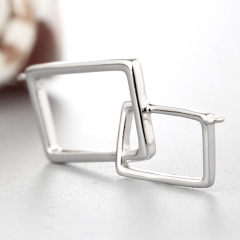 925 Sterling Silver Simple Interlocked Retangle Charms