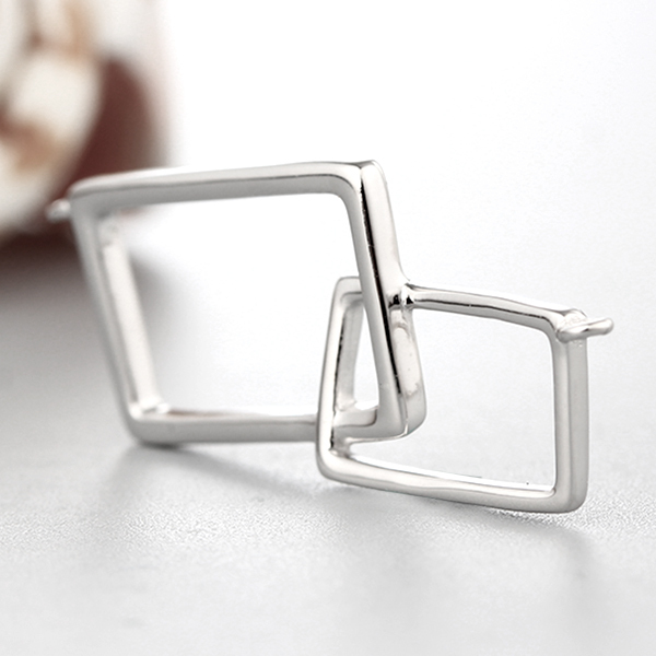 925 Sterling Silver Simple Interlocked Retangle Charms