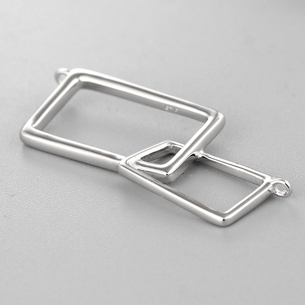 925 Sterling Silver Simple Interlocked Retangle Charms