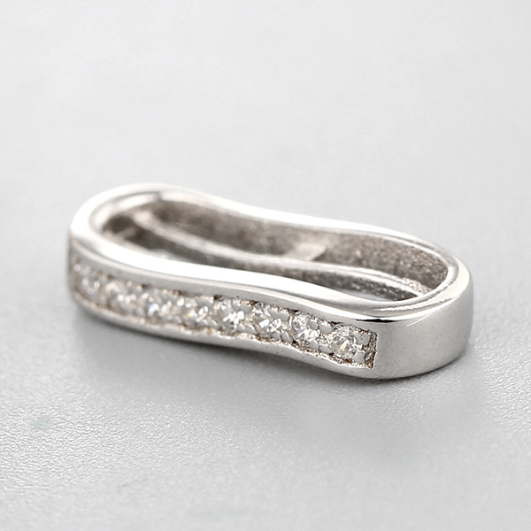 925 Sterling Silver Cubic Zirconia Curved Charms