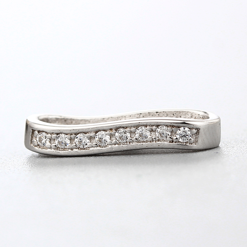 925 Sterling Silver Cubic Zirconia Curved Charms