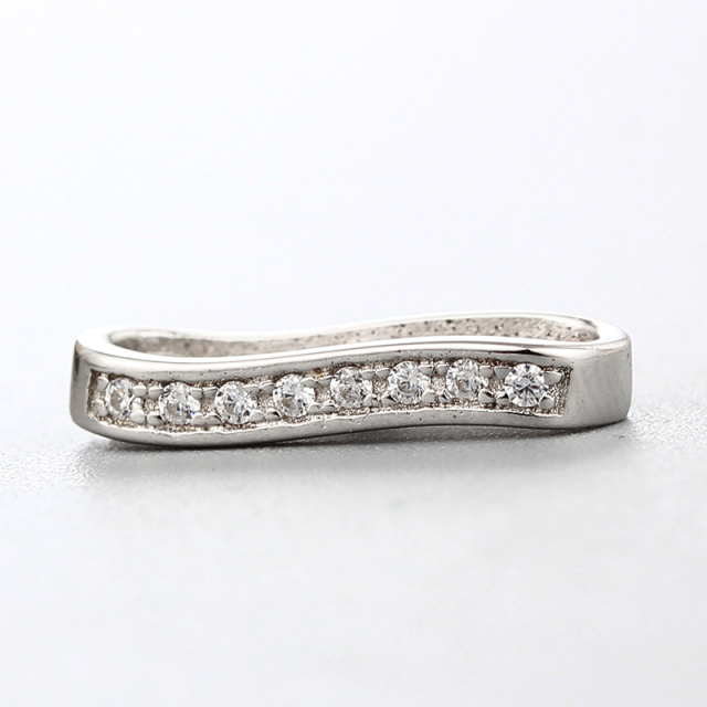925 Sterling Silver Cubic Zirconia Curved Charms