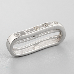 925 Sterling Silver Cubic Zirconia Curved Hollow Bar Charms