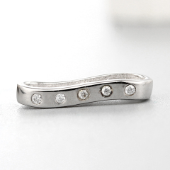 925 Sterling Silver Cubic Zirconia Curved Hollow Bar Charms