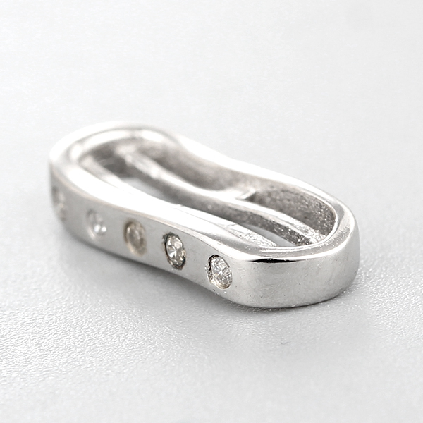 925 Sterling Silver Cubic Zirconia Curved Hollow Bar Charms