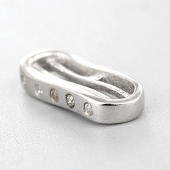 925 Sterling Silver Cubic Zirconia Curved Hollow Bar Charms