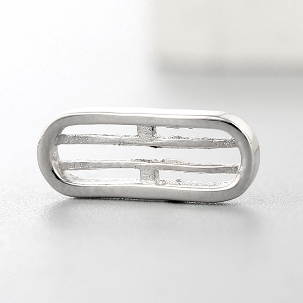925 Sterling Silver Curved Hollow Bar Charms