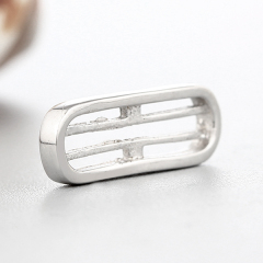925 Sterling Silver Curved Hollow Bar Charms