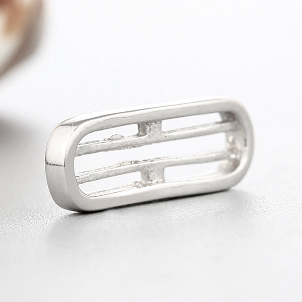 925 Sterling Silver Curved Hollow Bar Charms