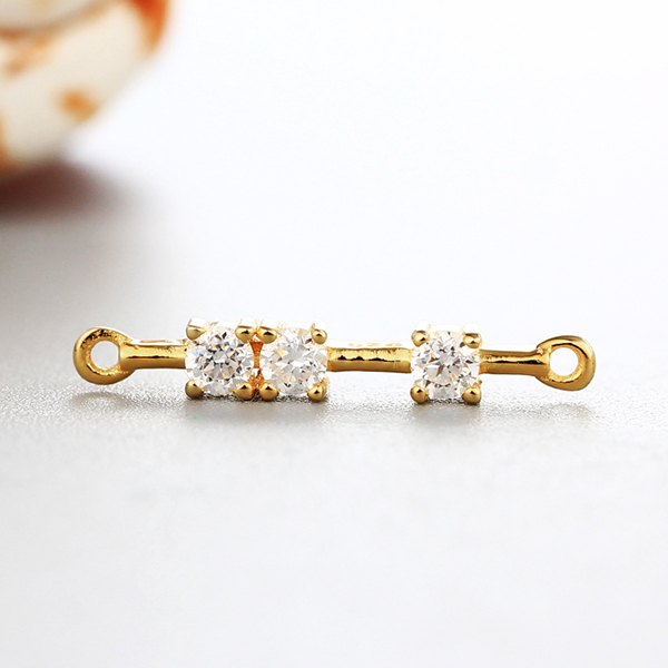 925 Sterling Silver Three Square Cubic Zirconia Bar Charms