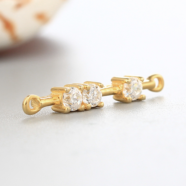 925 Sterling Silver Three Square Cubic Zirconia Bar Charms