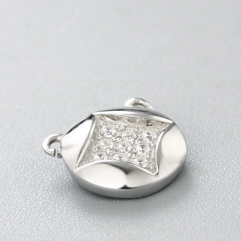 925 Sterling Silver CZ Round Connector Charms