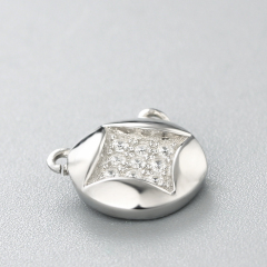 925 Sterling Silver CZ Round Connector Charms
