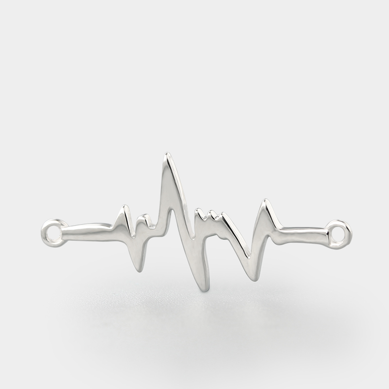 925 Sterling Silver Cardiogram Connector Charms