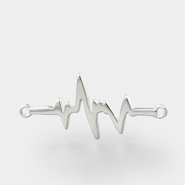 925 Sterling Silver Cardiogram Connector Charms