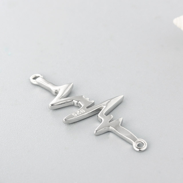 925 Sterling Silver Cardiogram Connector Charms