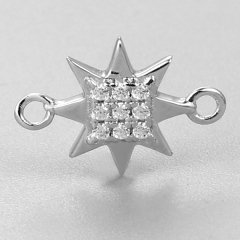 925 Sterling Silver Star With Zircons Charms